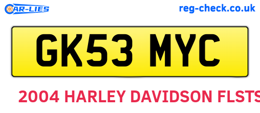 GK53MYC are the vehicle registration plates.