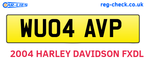 WU04AVP are the vehicle registration plates.