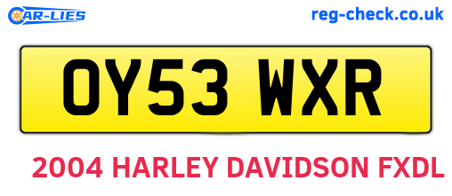 OY53WXR are the vehicle registration plates.