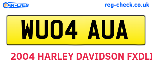 WU04AUA are the vehicle registration plates.