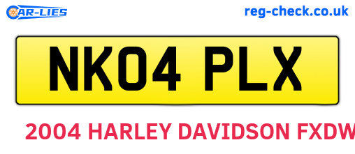 NK04PLX are the vehicle registration plates.
