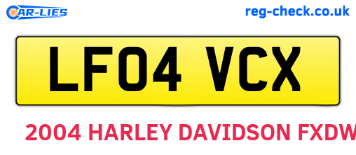 LF04VCX are the vehicle registration plates.