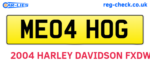 ME04HOG are the vehicle registration plates.