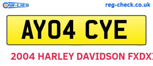 AY04CYE are the vehicle registration plates.