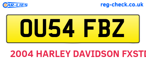 OU54FBZ are the vehicle registration plates.