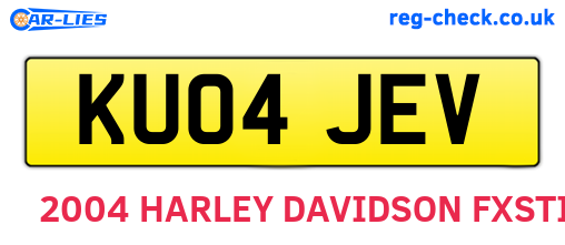 KU04JEV are the vehicle registration plates.