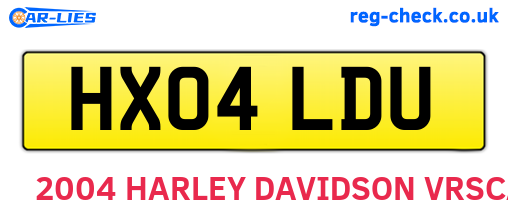 HX04LDU are the vehicle registration plates.