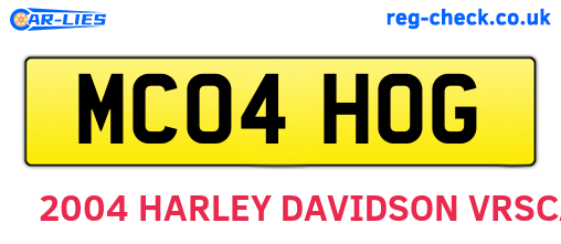 MC04HOG are the vehicle registration plates.
