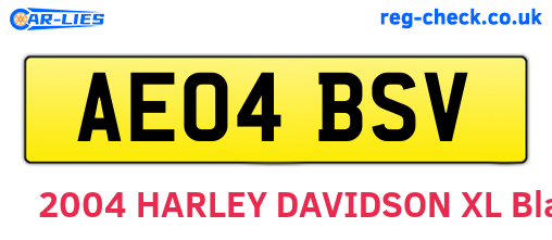 AE04BSV are the vehicle registration plates.