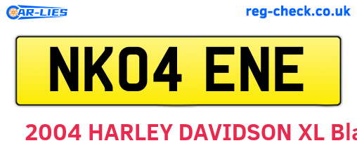 NK04ENE are the vehicle registration plates.