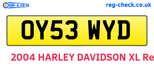 OY53WYD are the vehicle registration plates.