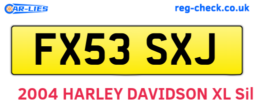 FX53SXJ are the vehicle registration plates.