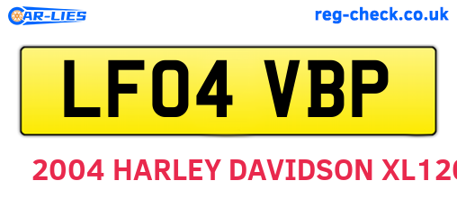 LF04VBP are the vehicle registration plates.