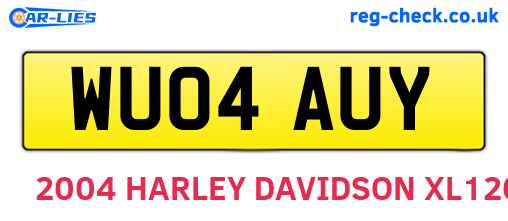 WU04AUY are the vehicle registration plates.