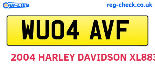 WU04AVF are the vehicle registration plates.