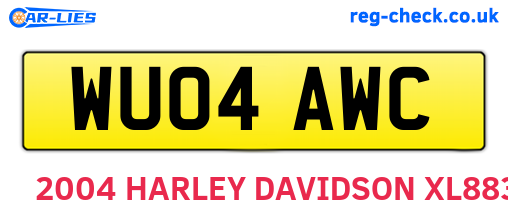WU04AWC are the vehicle registration plates.