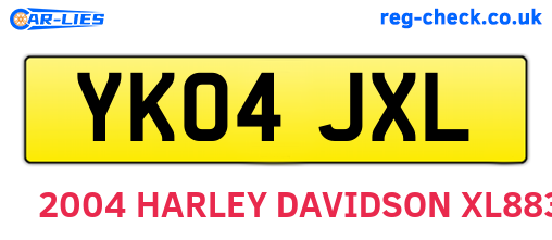 YK04JXL are the vehicle registration plates.
