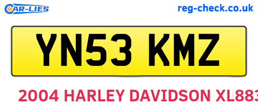 YN53KMZ are the vehicle registration plates.