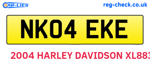 NK04EKE are the vehicle registration plates.