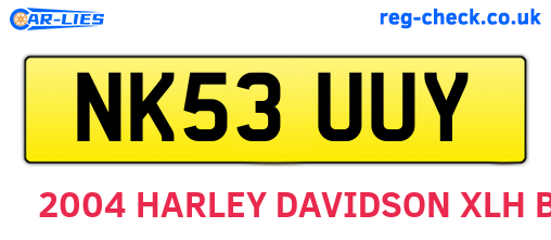 NK53UUY are the vehicle registration plates.