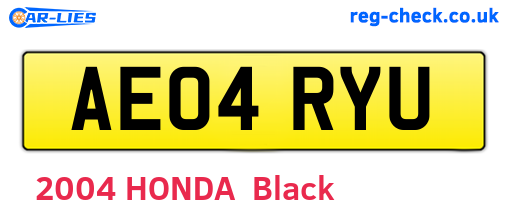 AE04RYU are the vehicle registration plates.