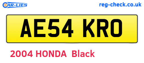 AE54KRO are the vehicle registration plates.