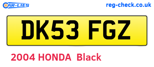 DK53FGZ are the vehicle registration plates.