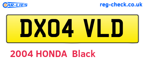 DX04VLD are the vehicle registration plates.