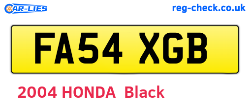 FA54XGB are the vehicle registration plates.