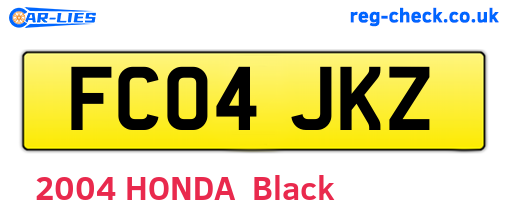 FC04JKZ are the vehicle registration plates.
