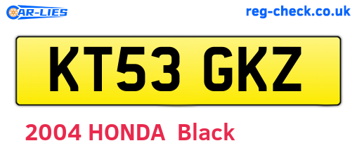 KT53GKZ are the vehicle registration plates.