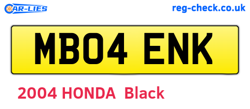 MB04ENK are the vehicle registration plates.