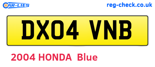 DX04VNB are the vehicle registration plates.