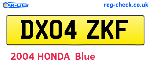 DX04ZKF are the vehicle registration plates.