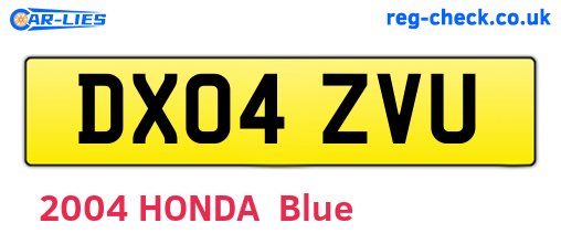 DX04ZVU are the vehicle registration plates.