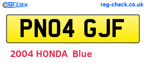PN04GJF are the vehicle registration plates.