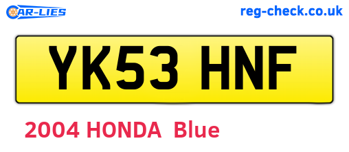 YK53HNF are the vehicle registration plates.