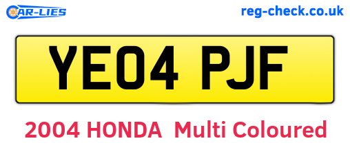 YE04PJF are the vehicle registration plates.