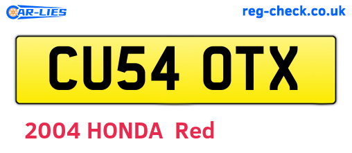 CU54OTX are the vehicle registration plates.