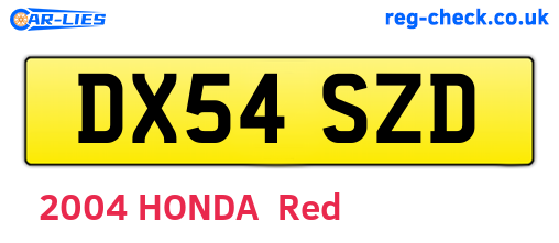 DX54SZD are the vehicle registration plates.