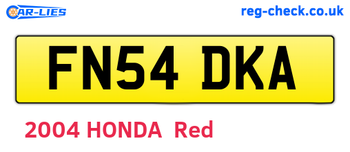 FN54DKA are the vehicle registration plates.
