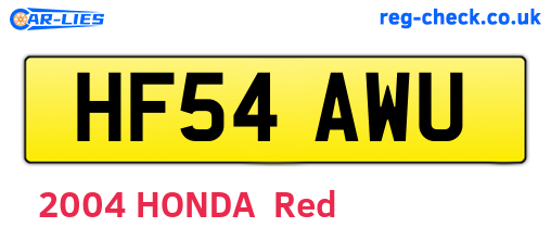 HF54AWU are the vehicle registration plates.