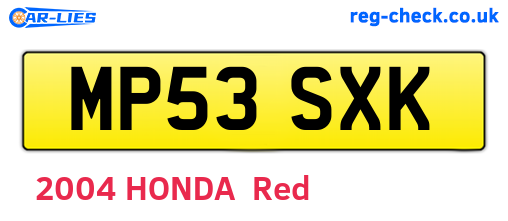 MP53SXK are the vehicle registration plates.
