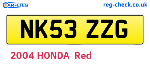 NK53ZZG are the vehicle registration plates.