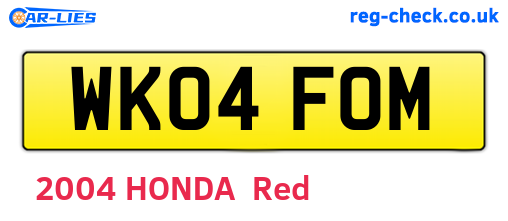 WK04FOM are the vehicle registration plates.