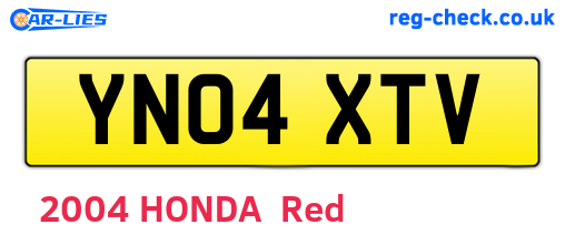 YN04XTV are the vehicle registration plates.