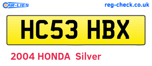 HC53HBX are the vehicle registration plates.