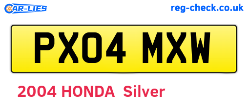 PX04MXW are the vehicle registration plates.