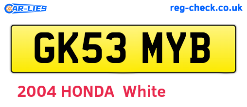 GK53MYB are the vehicle registration plates.
