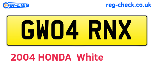 GW04RNX are the vehicle registration plates.